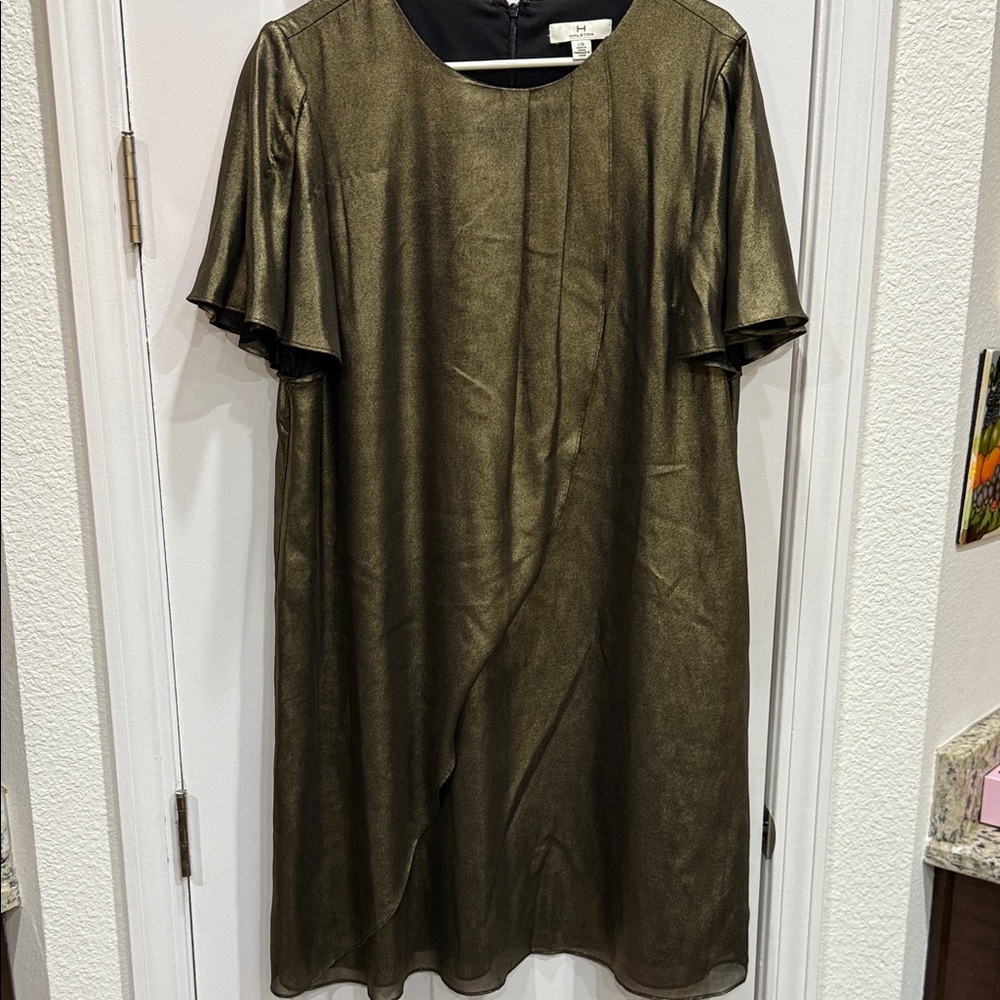 Halston Heritage Metallic Gold Dress